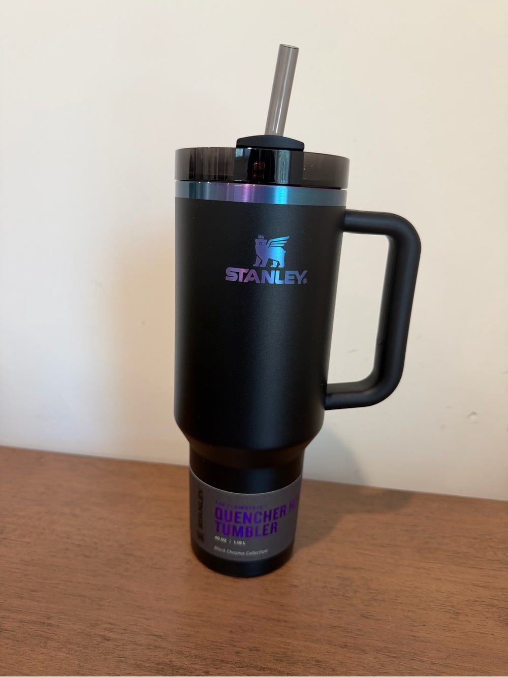 Stanley Black Quencher 40 oz Tumbler with Iridescent Logo